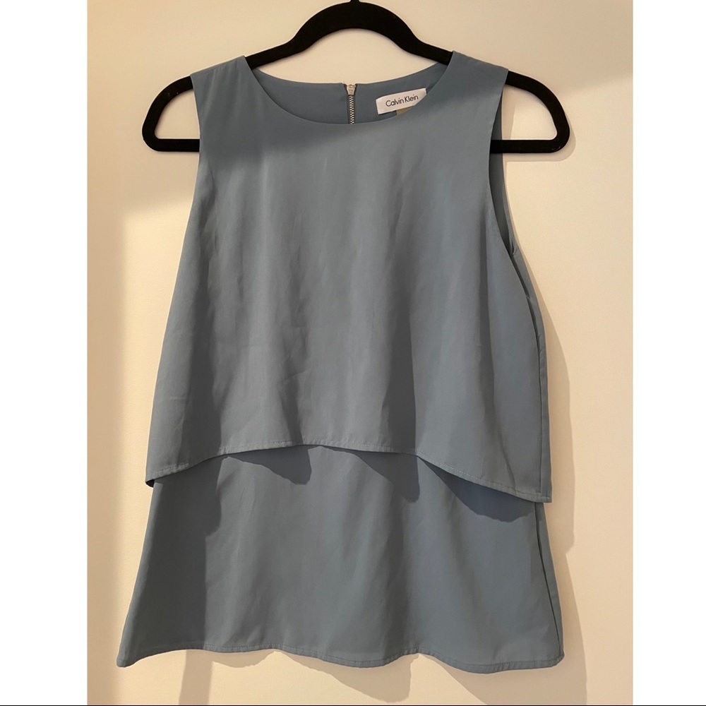 Calvin Klein Layered Professional Top Light Blue